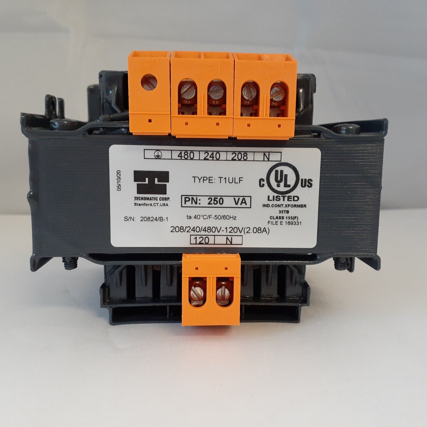 Tecnomatic Panel Mount T1ULF Multi Voltage Control Transformer 250VA, Single Phase, UL Listed