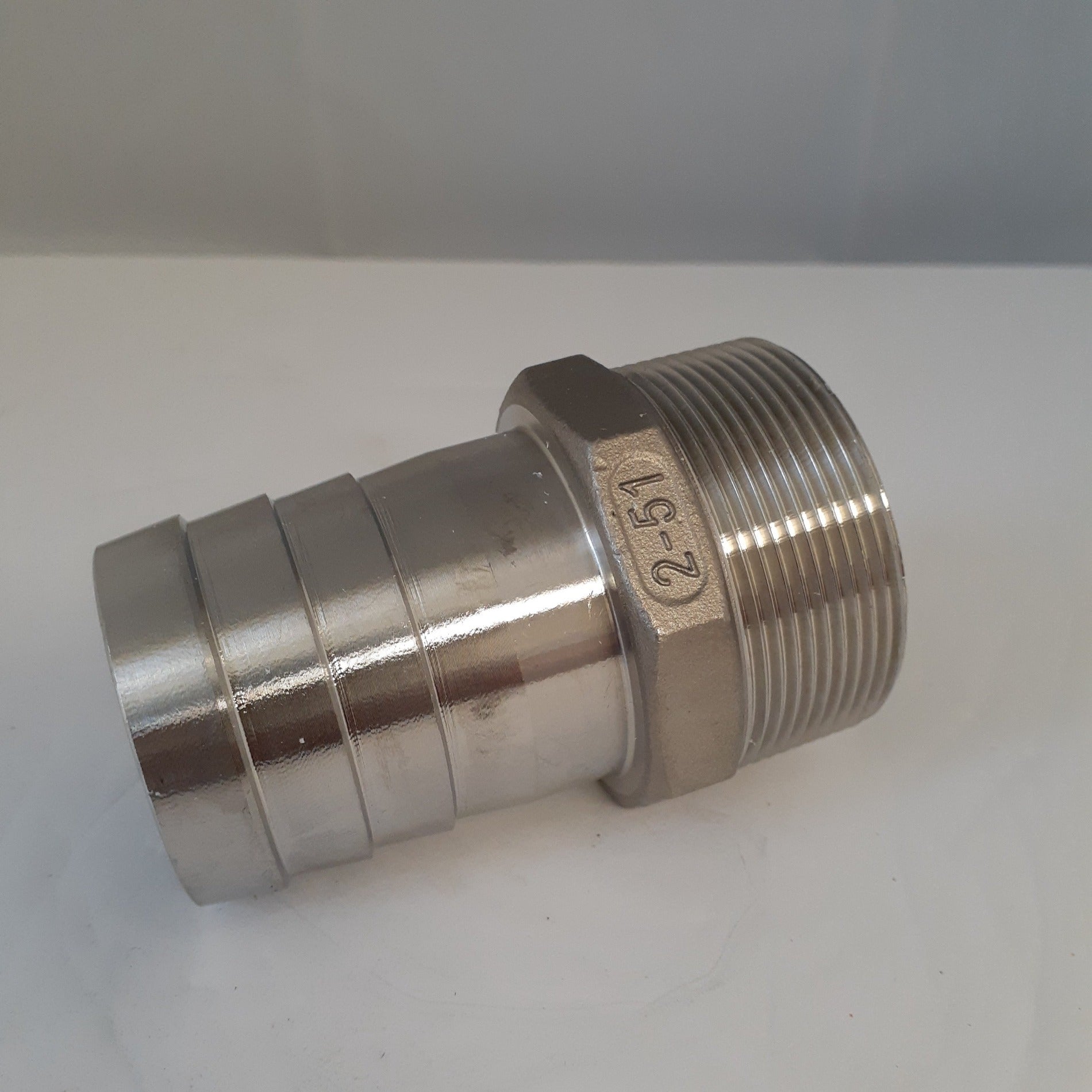 304 Stainless Steel Hex Hose Barb Adapter, 2-1/2 Inch ID Hose Barb x 2-1/2 Inch Male NPT