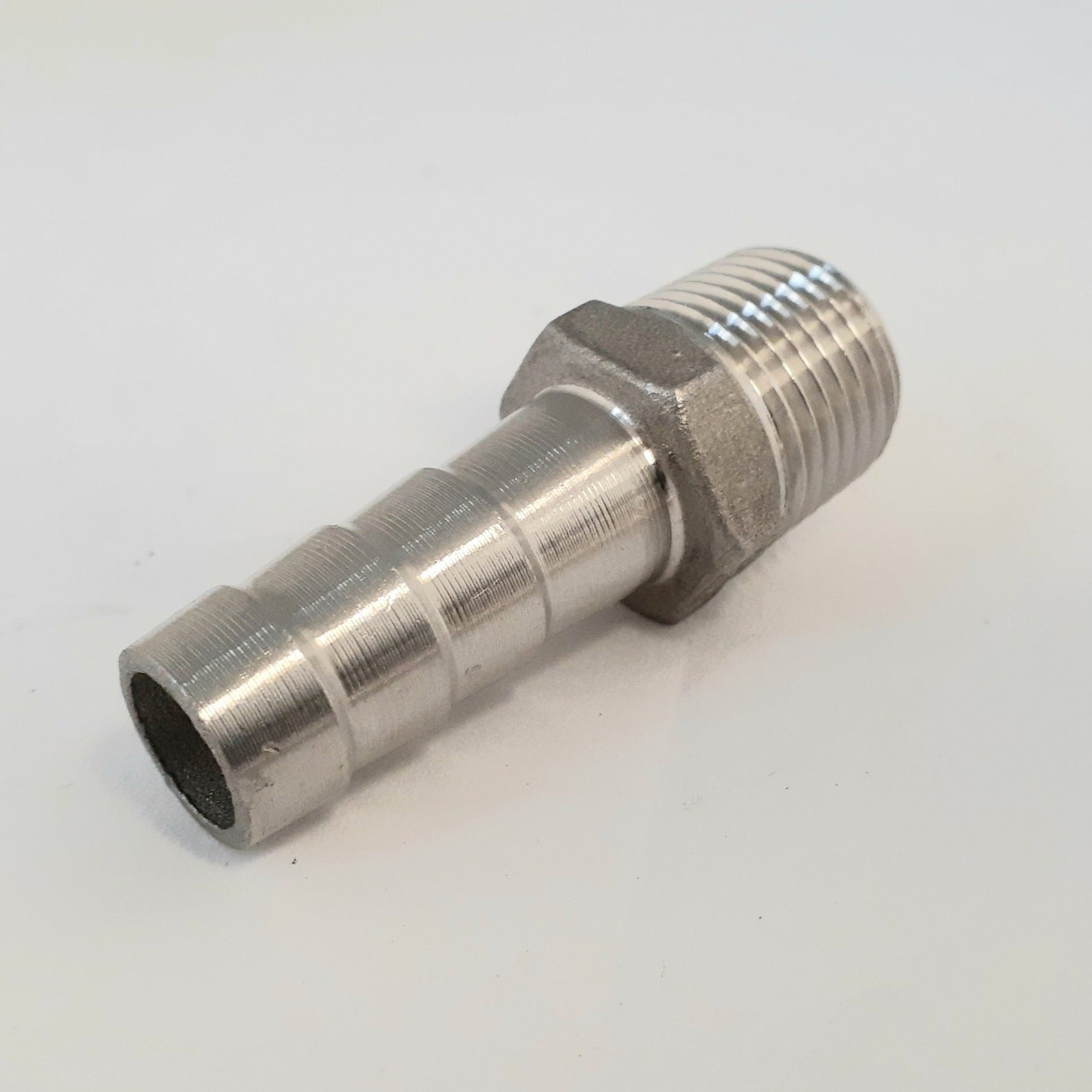 304 Stainless Steel Hex Hose Barb Adapter, 1/2 Inch ID Hose Barb x 1/2 Inch Male NPT