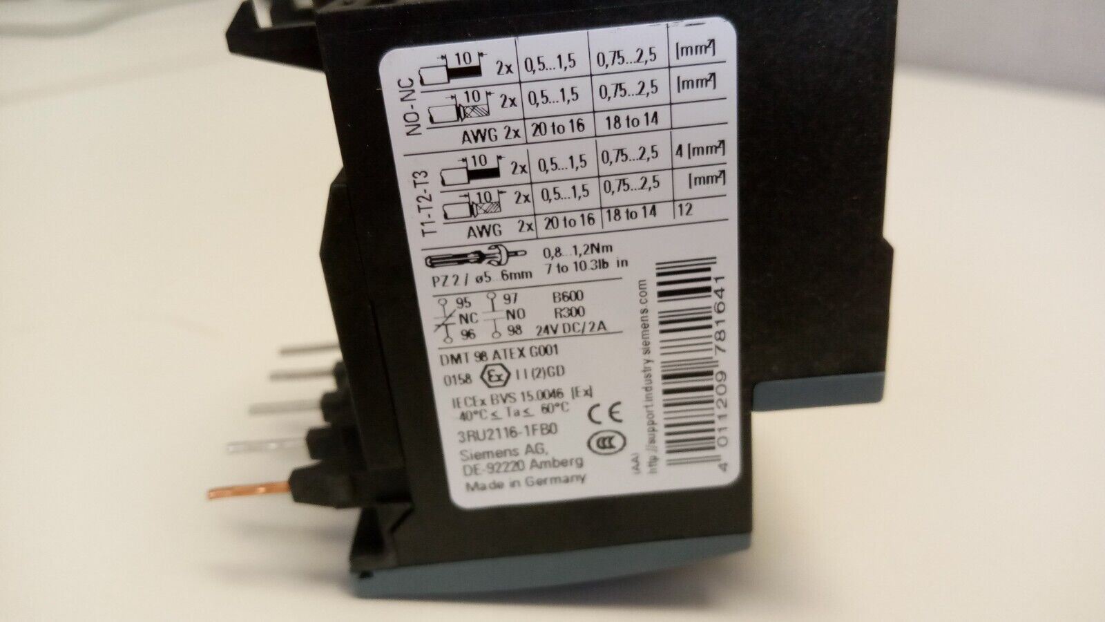 Siemens Overload Relay 3ru2116-1fb0