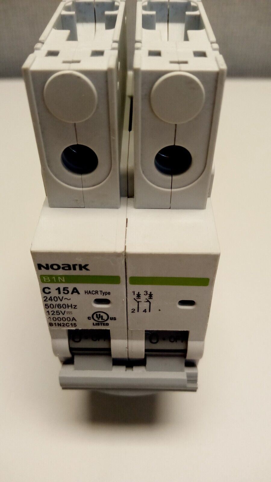 NoArk C15A Miniature Circuit Breaker, 2 Pole- New Old Stock