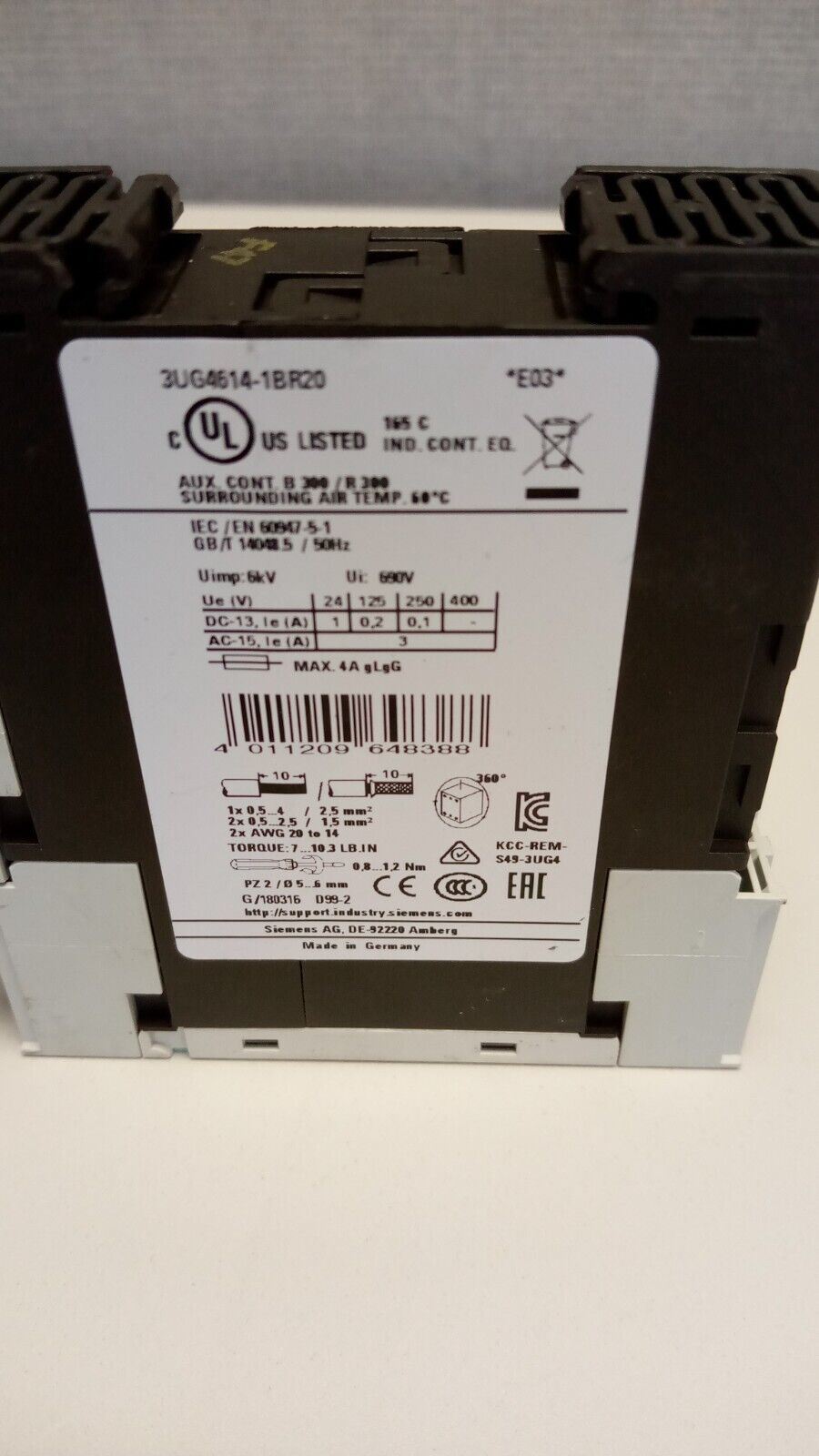 Siemens 3UG4614-1BR20 Monitoring Relay