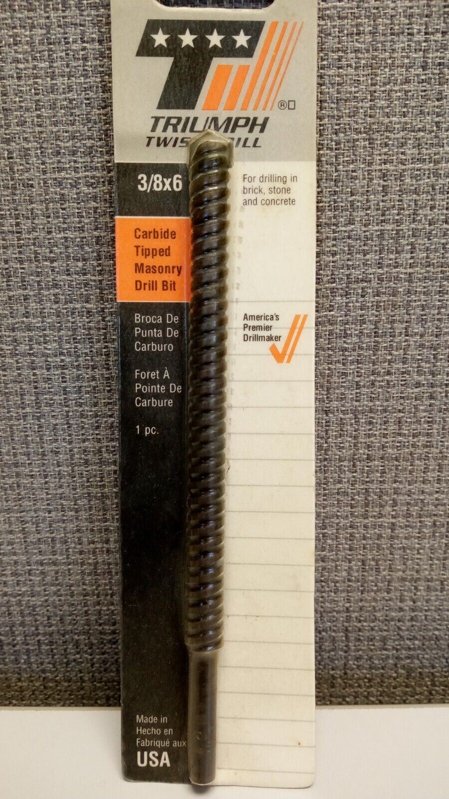 Triumph 3/8x6 Carbide Tipped Masonry Drill Bit
