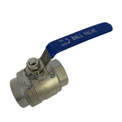 TJ Valve 1-1/2 Inch Full Port Ball Valve Stainless Steel 304 Heavy Duty for Water, Oil, and Gas with Blue Vinyl Handle (1-1/2" NPT)