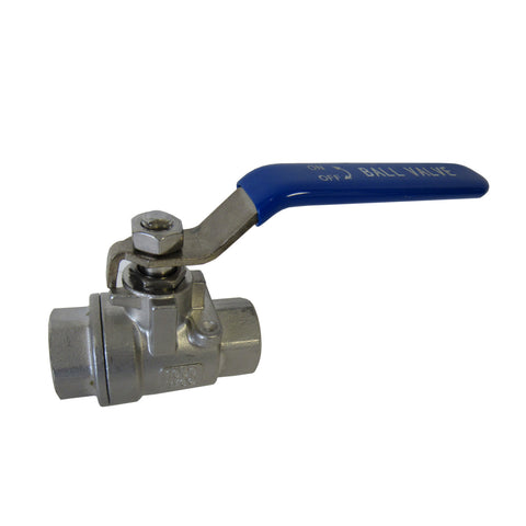 TJ Valve 1 Inch Full Port Ball Valve Stainless Steel 316 Heavy Duty for Water, Oil, and Gas with Blue Vinyl Handle (1" NPT)
