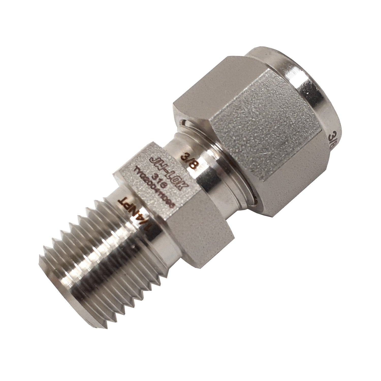 316 SS Compression Fitting, 3/8 Inch Tube X 1/4 Inch NPT Reducing Connector