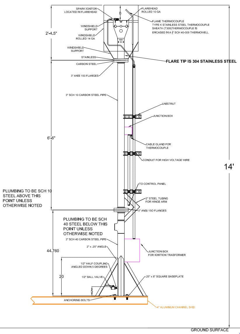 Landfill Gas Flare Drawing (300 CFM)