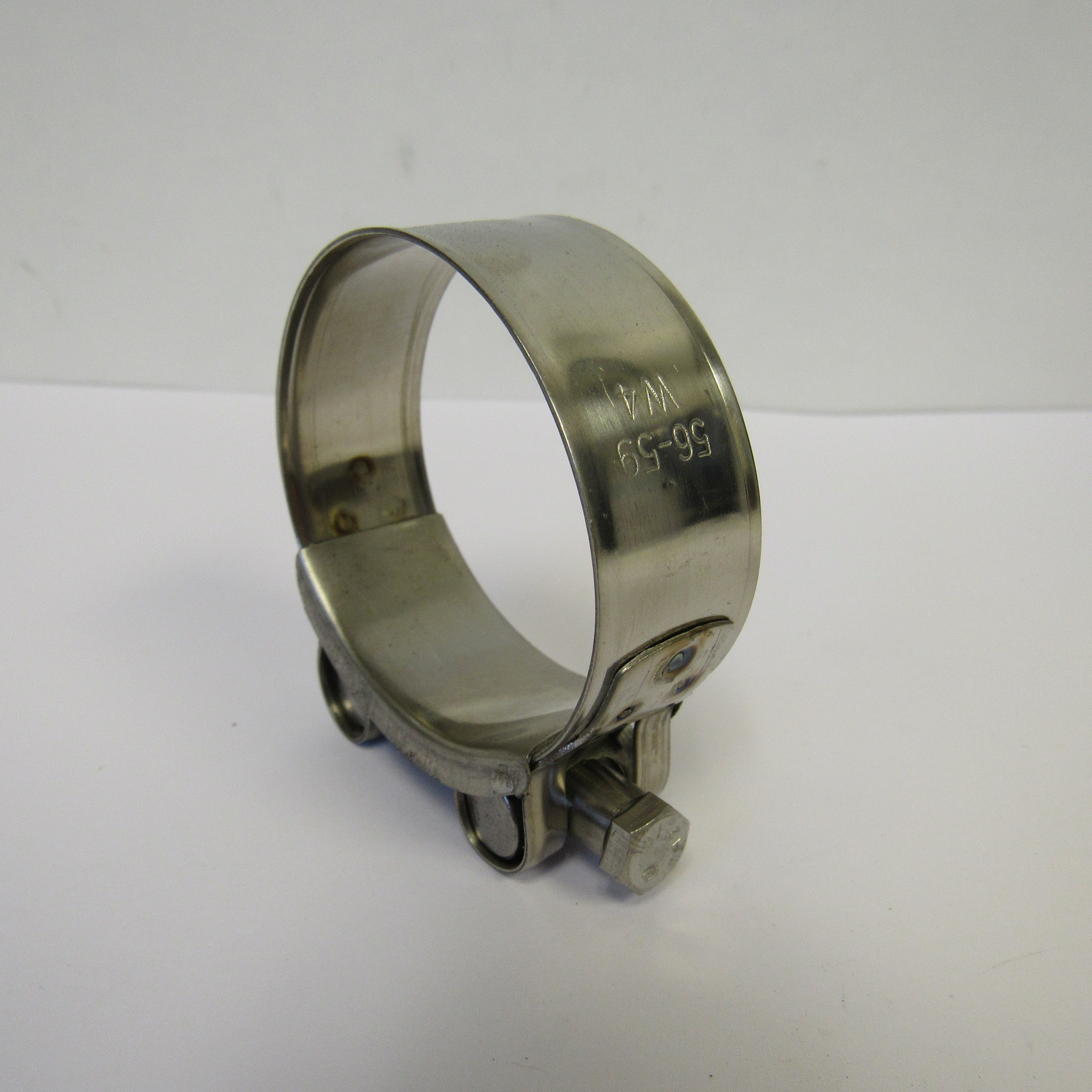 56-59 mm (2.20" to 2.32") Heavy Duty T-Bolt Hose Clamps, 304 Stainless Steel