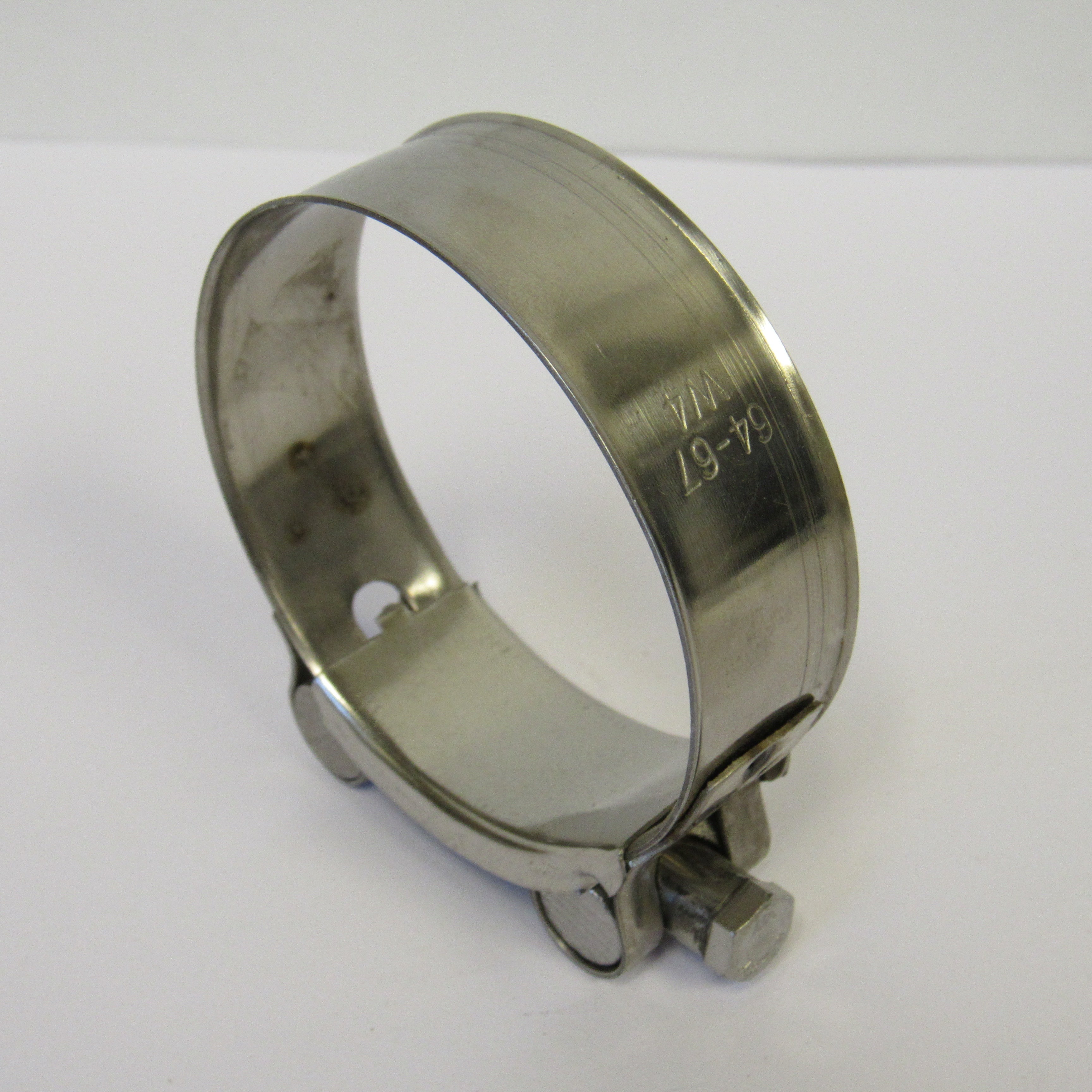 64-67 mm (2.52" to 2.64") Heavy Duty T-Bolt Hose Clamps, 304 Stainless Steel