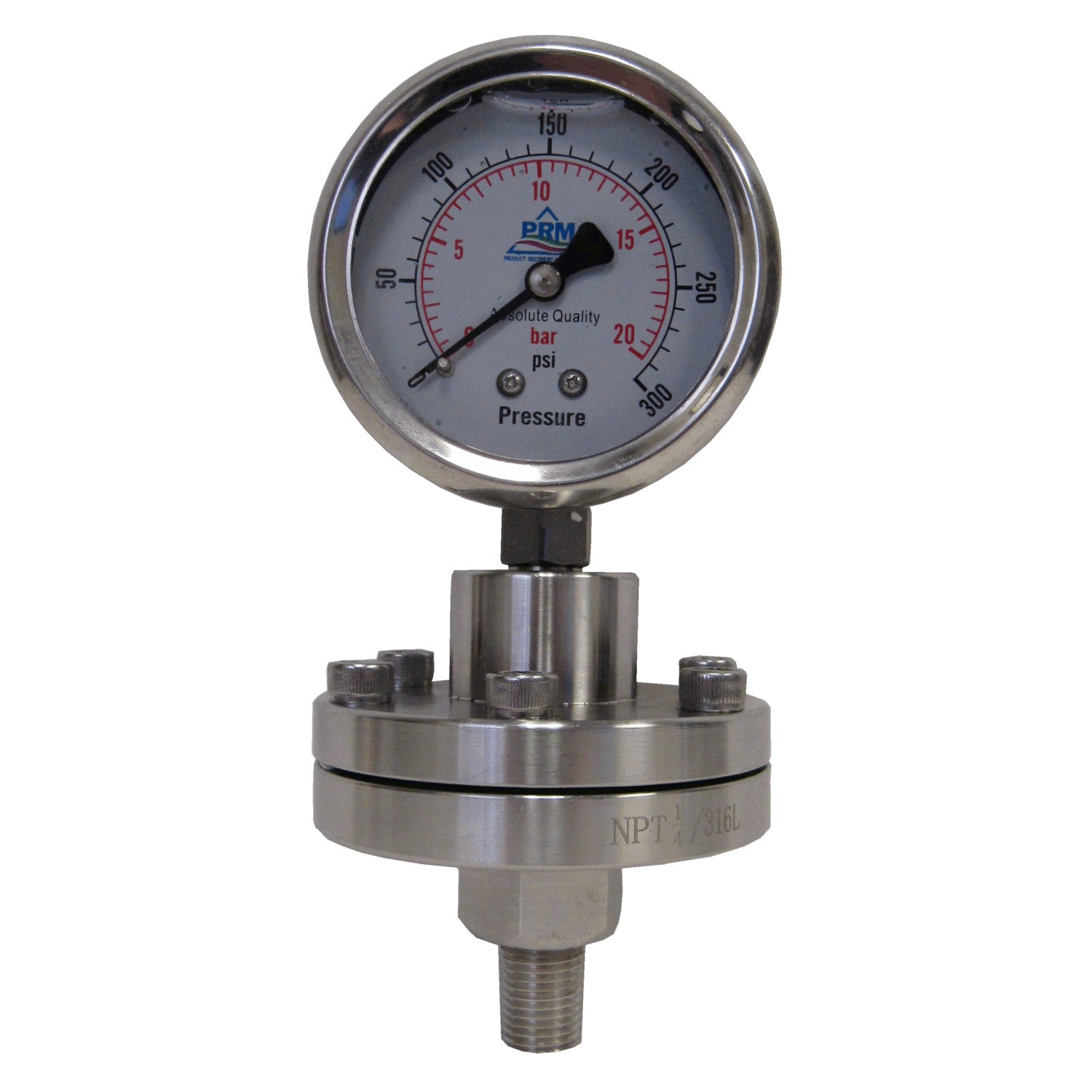CARBO INSTRUMENTS 2-1/2" Pressure Gauge – 300 PSI – Chrome Plated Steel – 1/4 NPT Lower Mount
