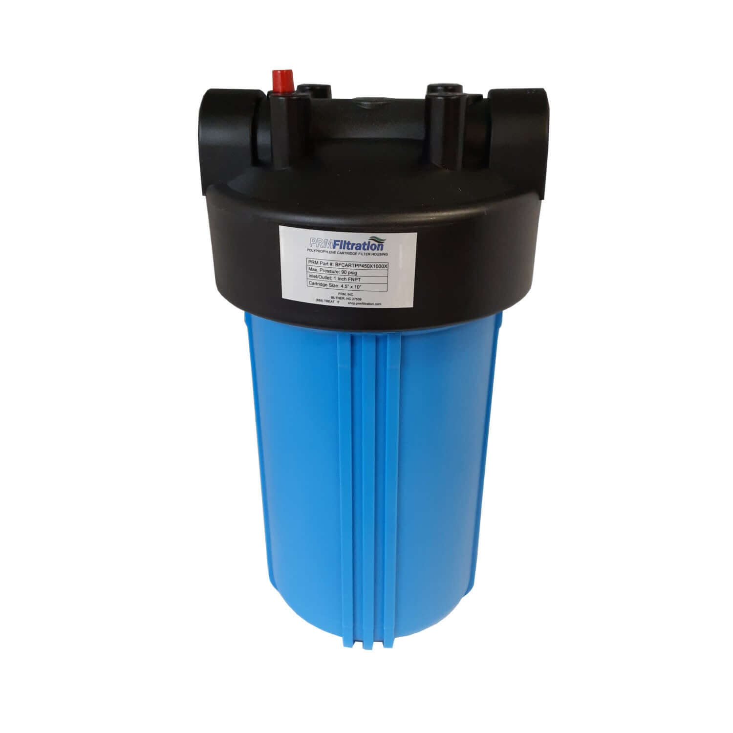 PRMFiltration 1 Inch NPT Heavy Duty Blue Polypropylene Single Cartridge Filter Housing, Uses 4.5 x 10 Inch Filter Cartridge