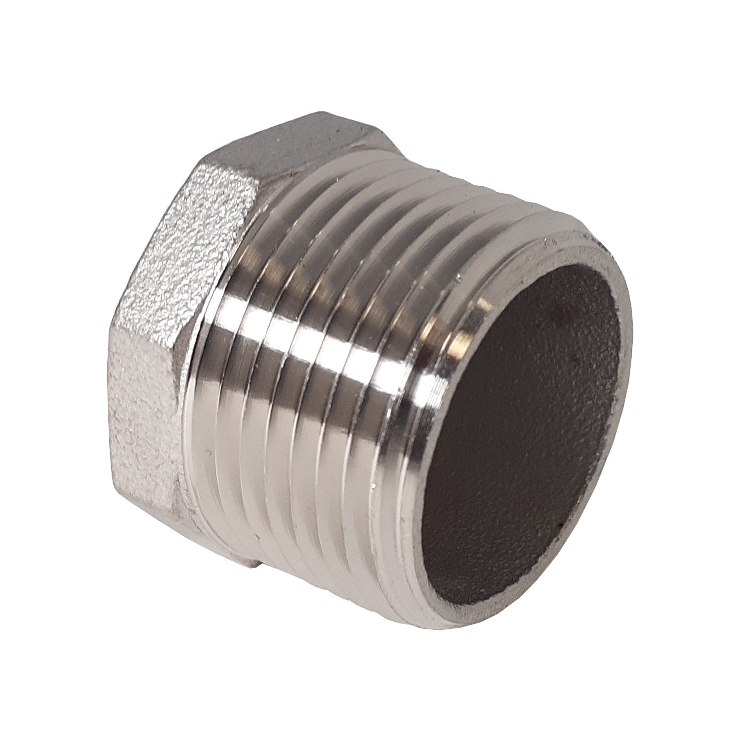 1-1/4 Inch NPT Threaded Stainless Steel Hex End Plug, 304 SS, 150#