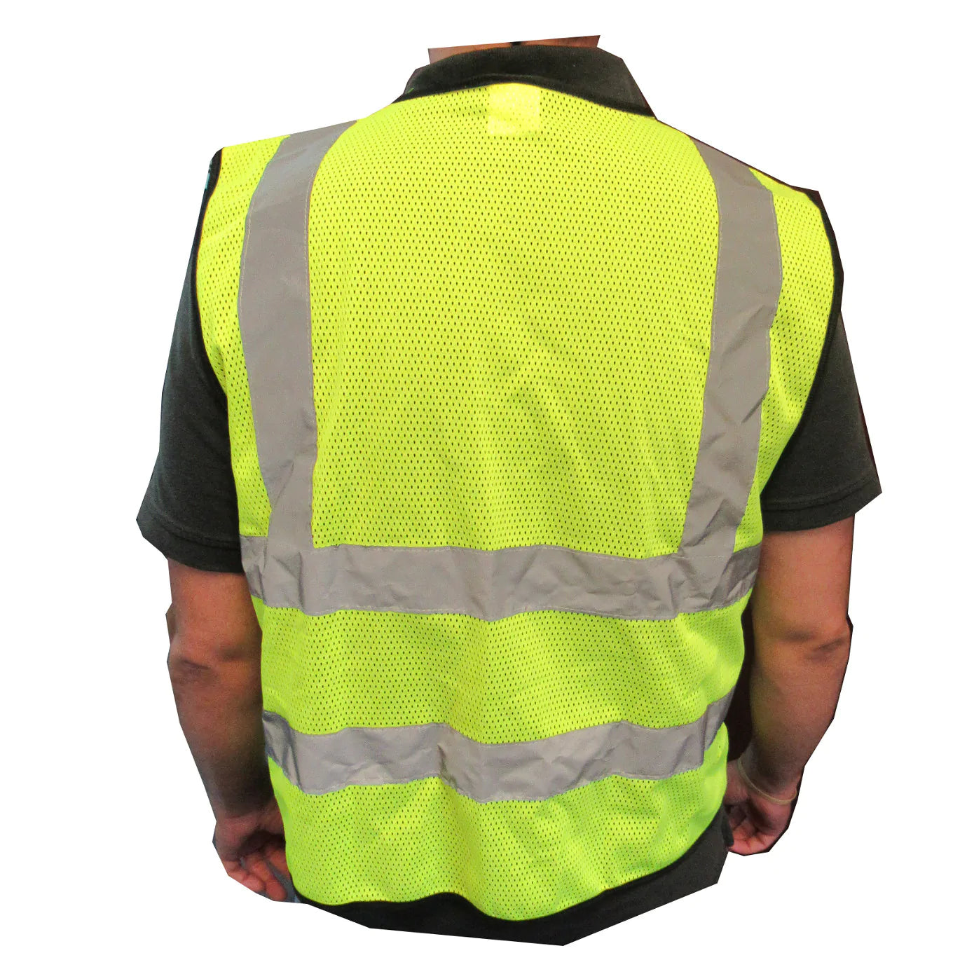 Deluxe Yellow Mesh Reflective Safety Vest with Pockets and ID Holder