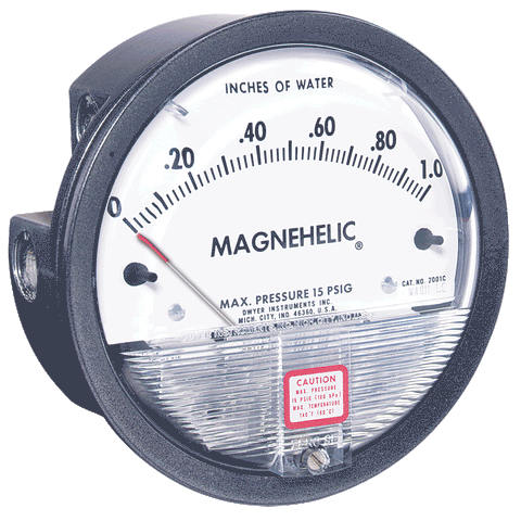 Dwyer 2000-00 Magnehelic® Differential Pressure Gauge - 0-0.25 Inches Of Water