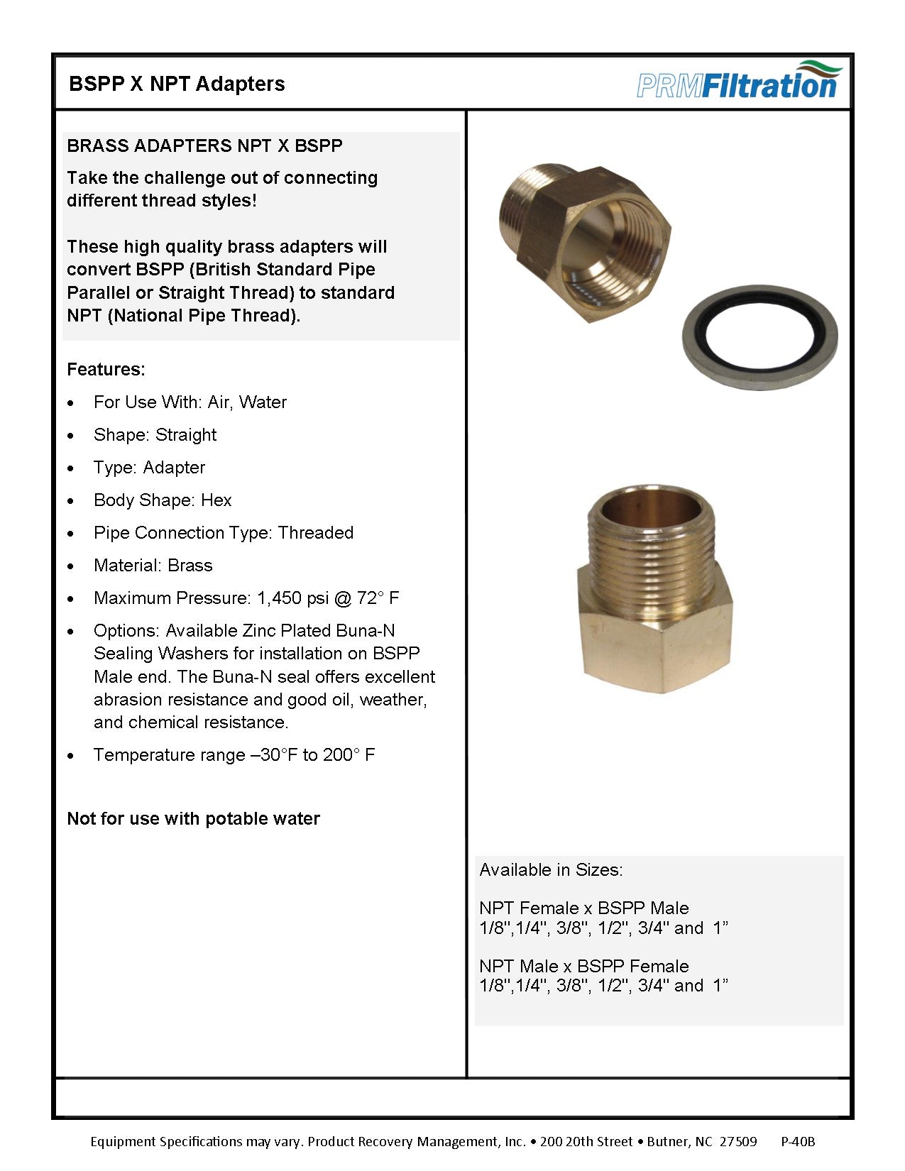 Brass Adapter - 1/8 Inch NPT Female X 1/8 Inch BSPP Male