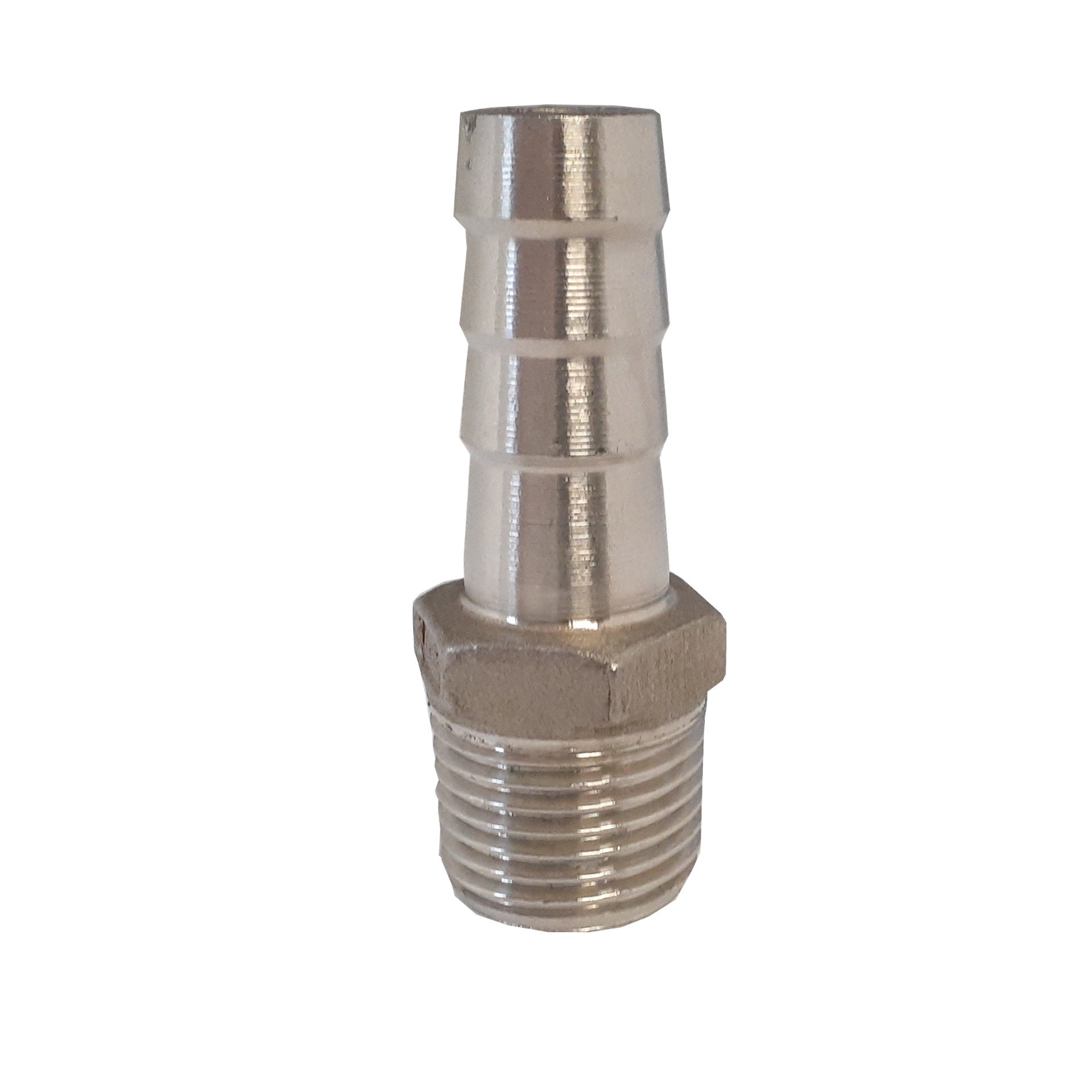304 Stainless Steel Hex Hose Barb Adapter, 1/2 Inch ID Hose Barb x 1/2 Inch Male NPT