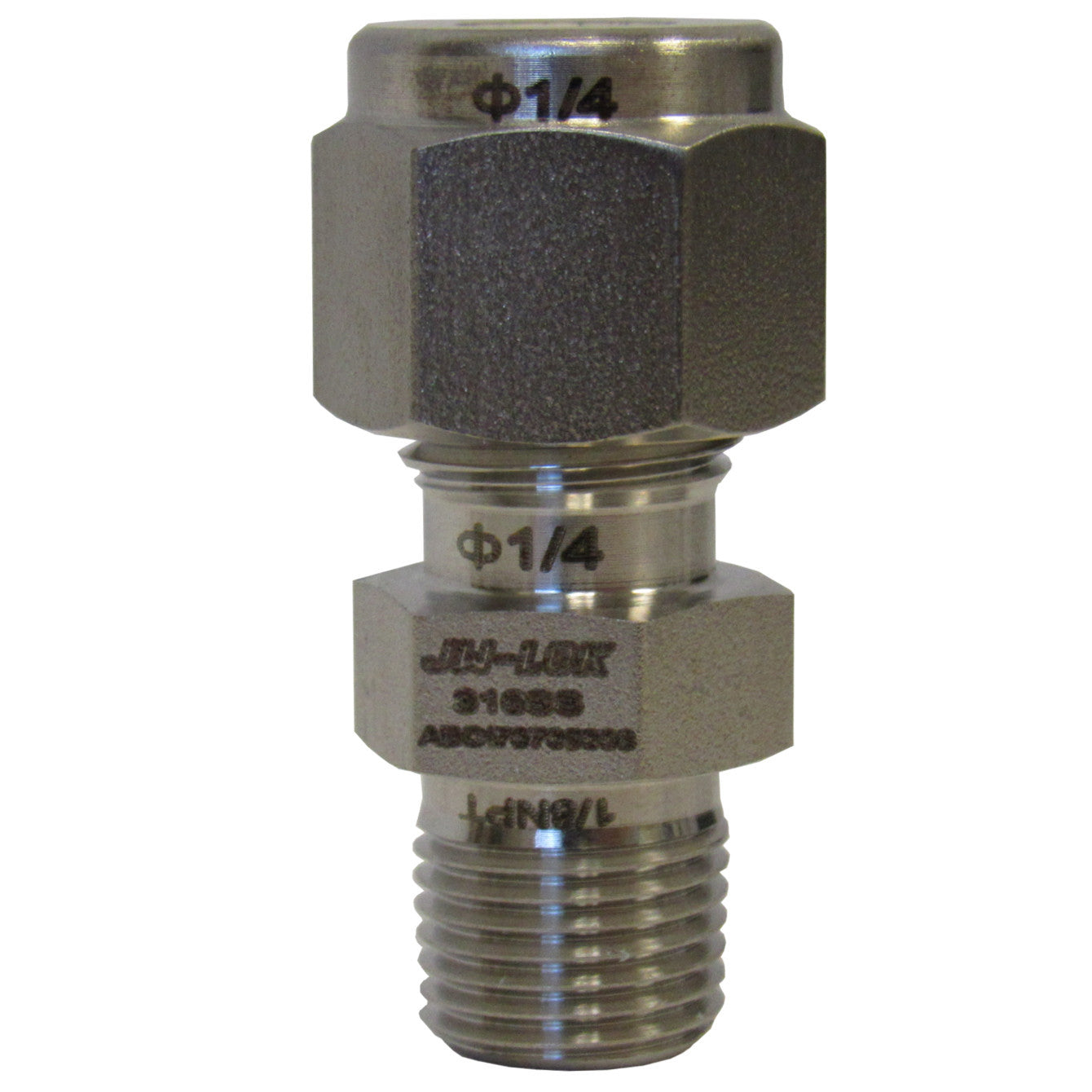 316 SS Compression Fitting, 1/4 Inch Tube X 1/8 Inch NPT Reducing Connector