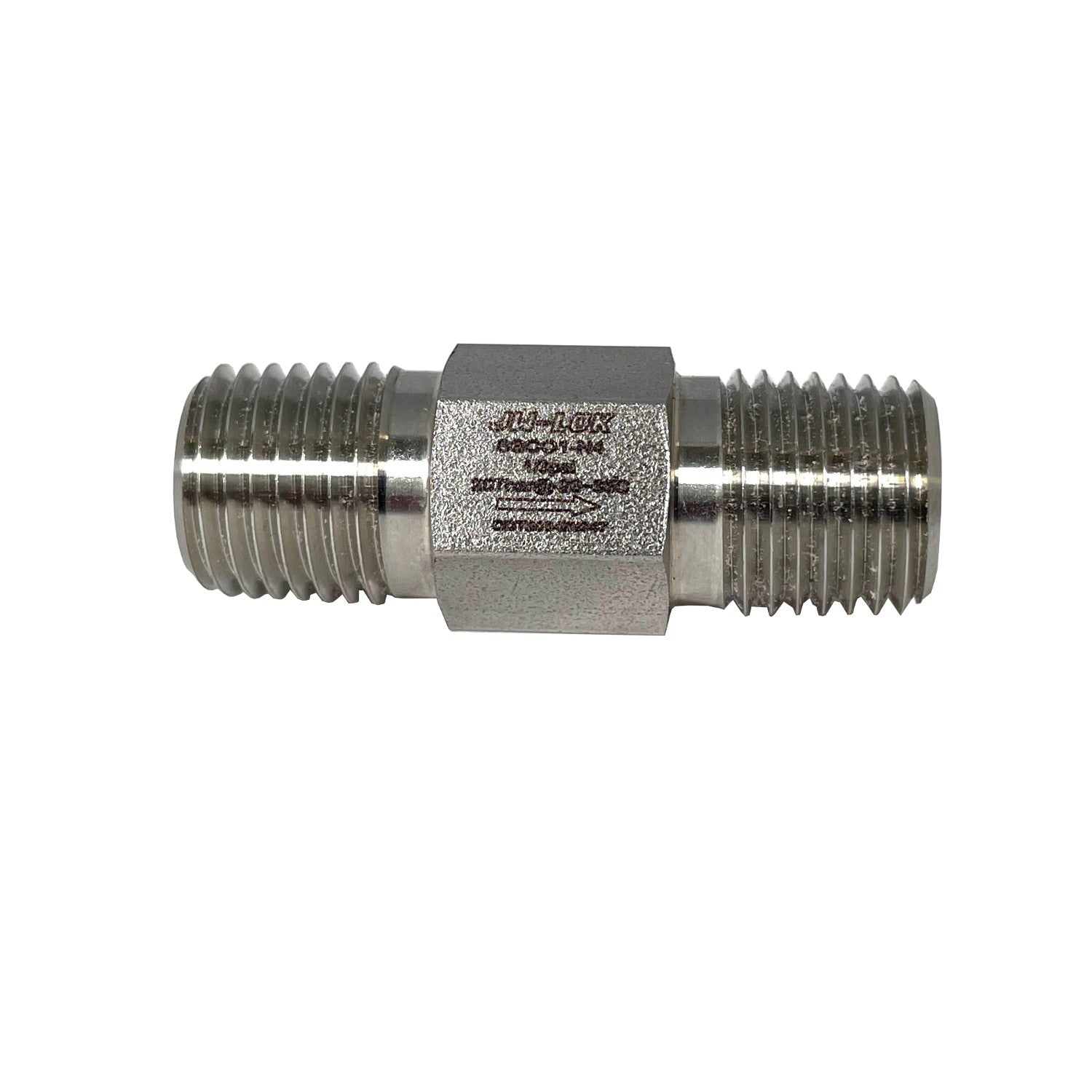 JW-LOK Inline Check Valve, 1/4 MNPT, 316 SS, 3000 PSI