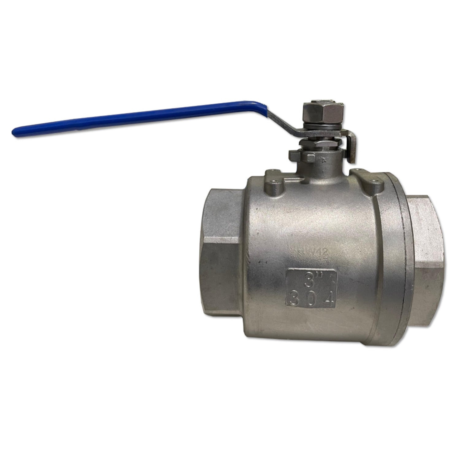 TANA 3 Inch Full Port Ball Valve Stainless Steel 304 Heavy Duty for Water, Oil, and Gas with Blue Vinyl Handle (3" NPT)