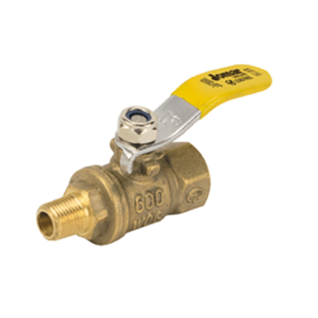 Jomar 100-399G 1/4" FIP x 1/4” MIP Lead Free Brass Ball Valve, 2 Piece, Full Port, Mini Valves, Stainless Steel Ball and Stem, 600 WOG - Carton of 25
