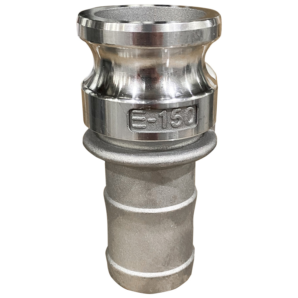 1-1/2 Inch Aluminum Cam & Groove Fitting, E150 Male Camlock Coupler X Hose Shank