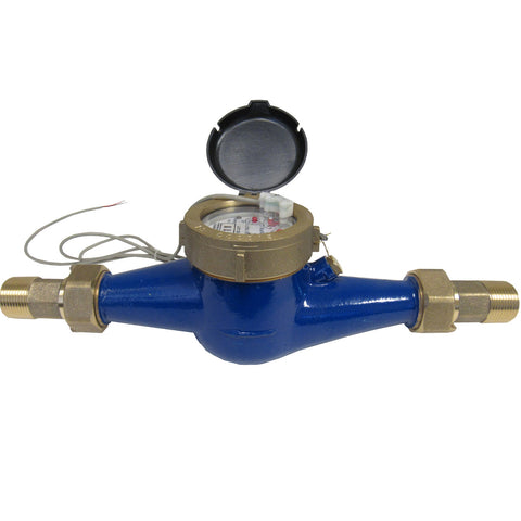 PRM 1-1/4 Inch Multi-Jet Brass Totalizing Water Meter with Pulse Output