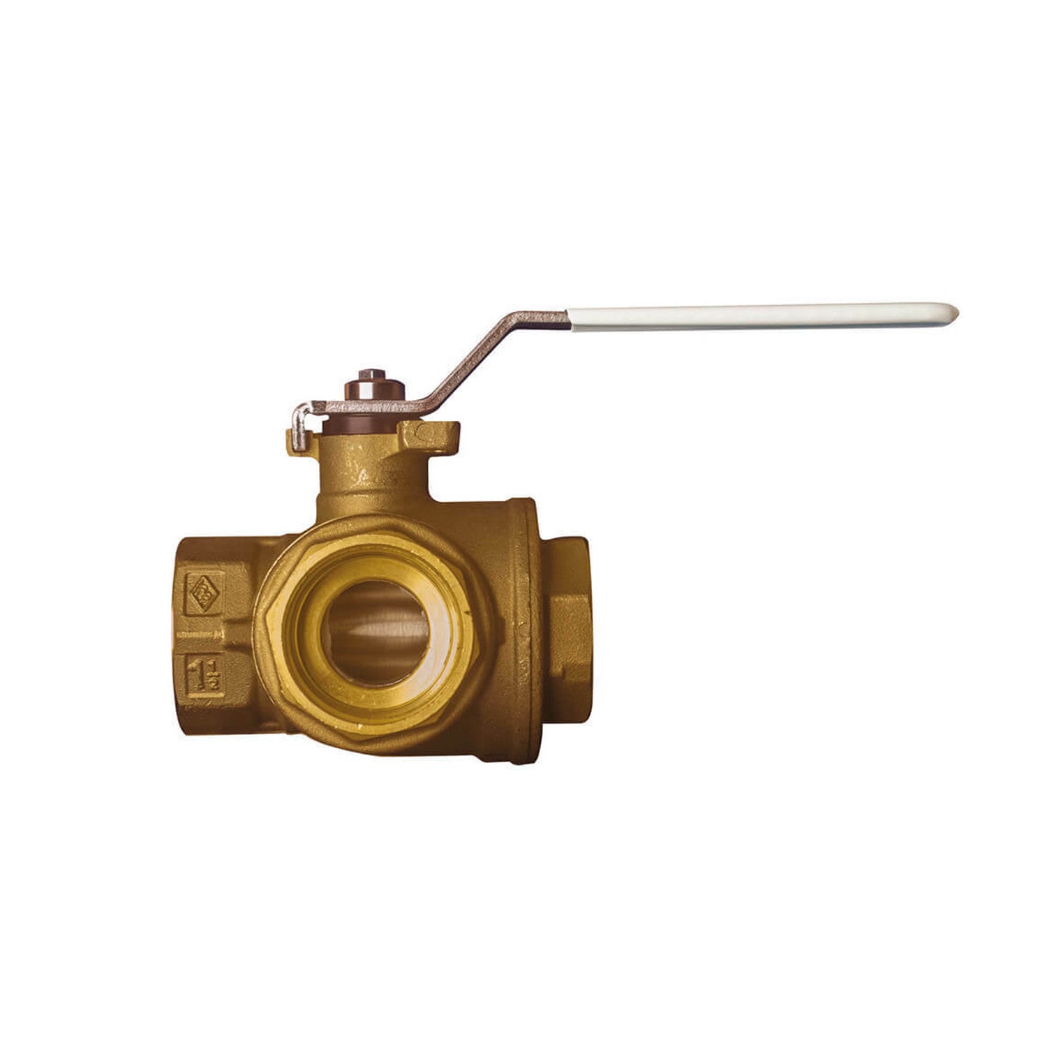 Bonomi 365N LF 3 Way Lead Free Brass 2 Inch Ball Valve, L-Port Flow Pattern