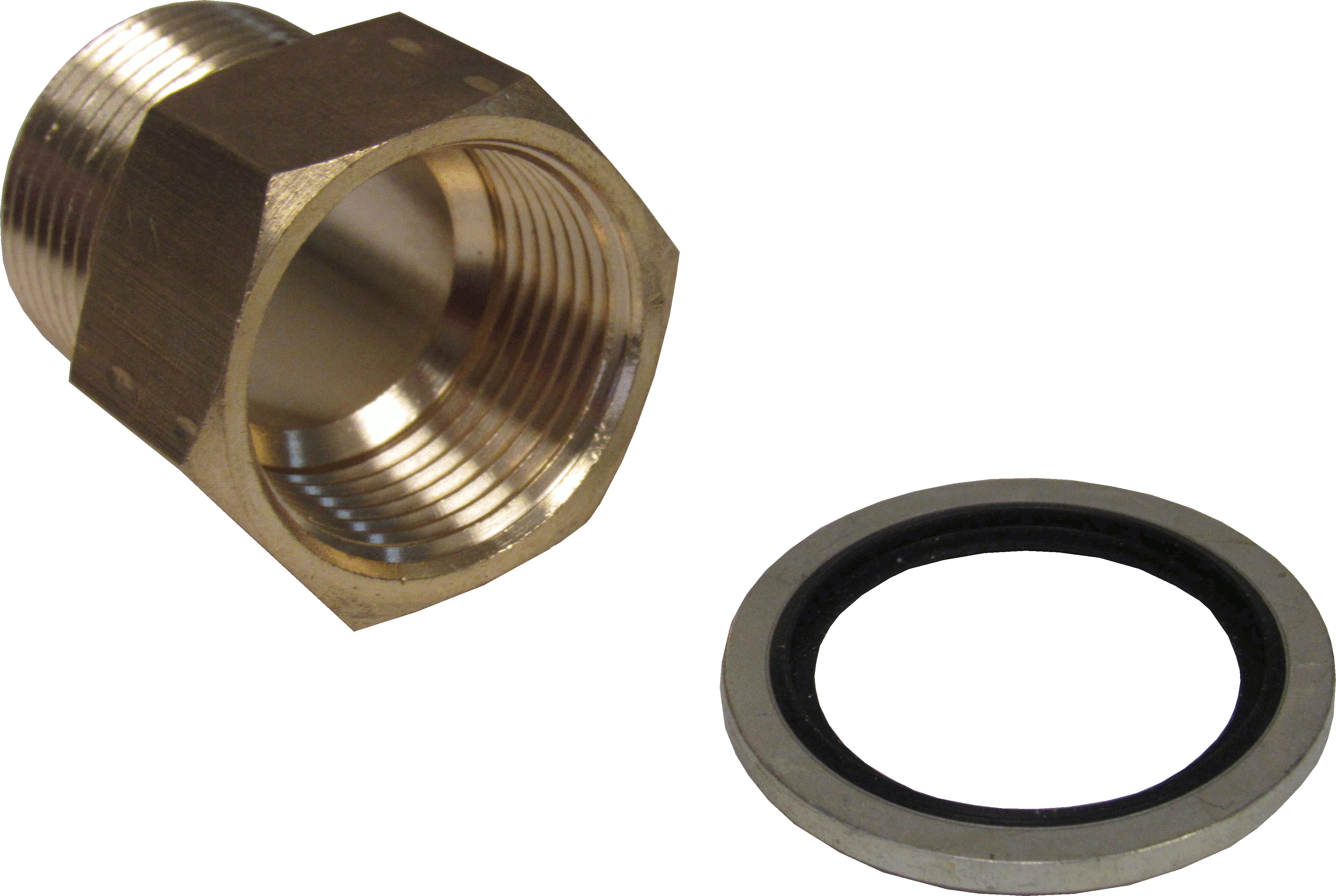 Brass Adapter - 3/8 Inch NPT Female X 3/8 Inch BSPP Male with Sealing Washer