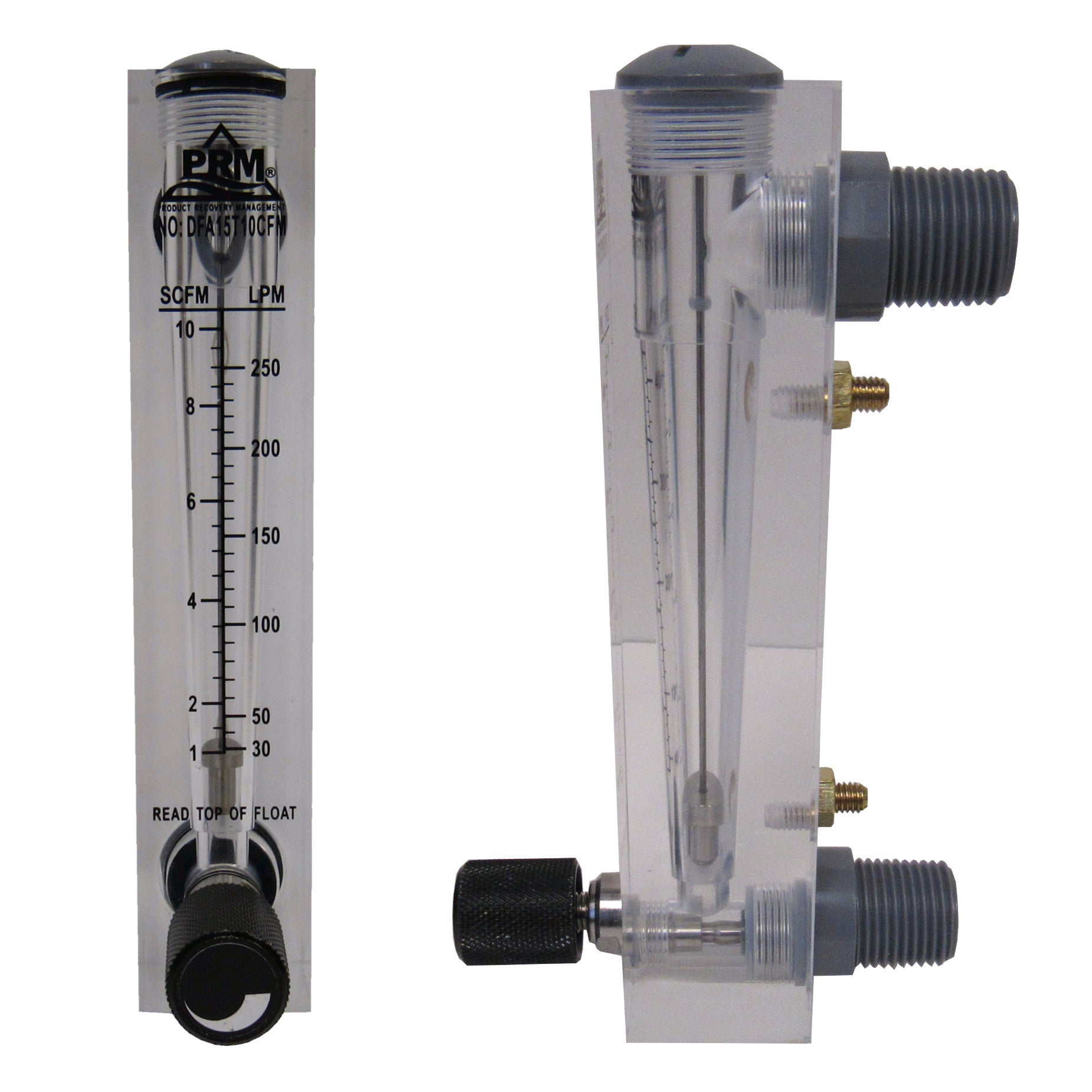 PRM FMDFA15T10 1-10 CFM Air Injection / Air Sparge Rotameter with Integrated Flow Valve