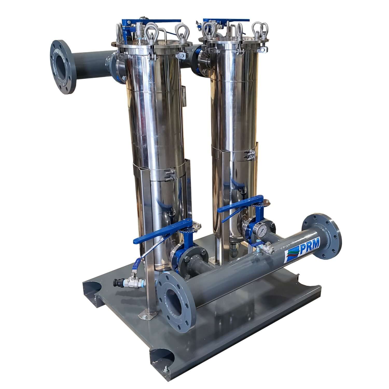 PRM #2 Size Dual Bag Filter Housing Rental Skid, 4 Inch Flange In/Out; 150 psi. MONTHLY RENTAL PRICING