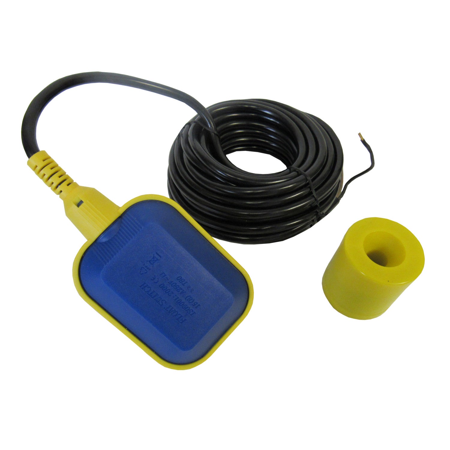 Float Level Controller Switch, 10 Ft. Cable with Weight, 125/250VAC, 24VDC, Normally Open