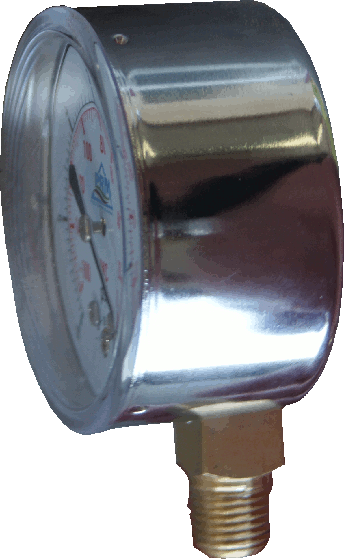 PRM 304 Stainless Steel Pressure Gauge with Brass Internals, 0-100 PSI, 2-1/2 Inch Dial, 1/4 Inch NPT Bottom Mount