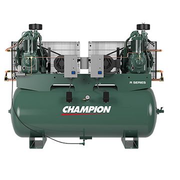 Champion Advantage Duplex 5 HP Piston/Two Stage Air Compressor with Horizontal 120 Gallon Air Tank, 208 Volt, 3-Phase
