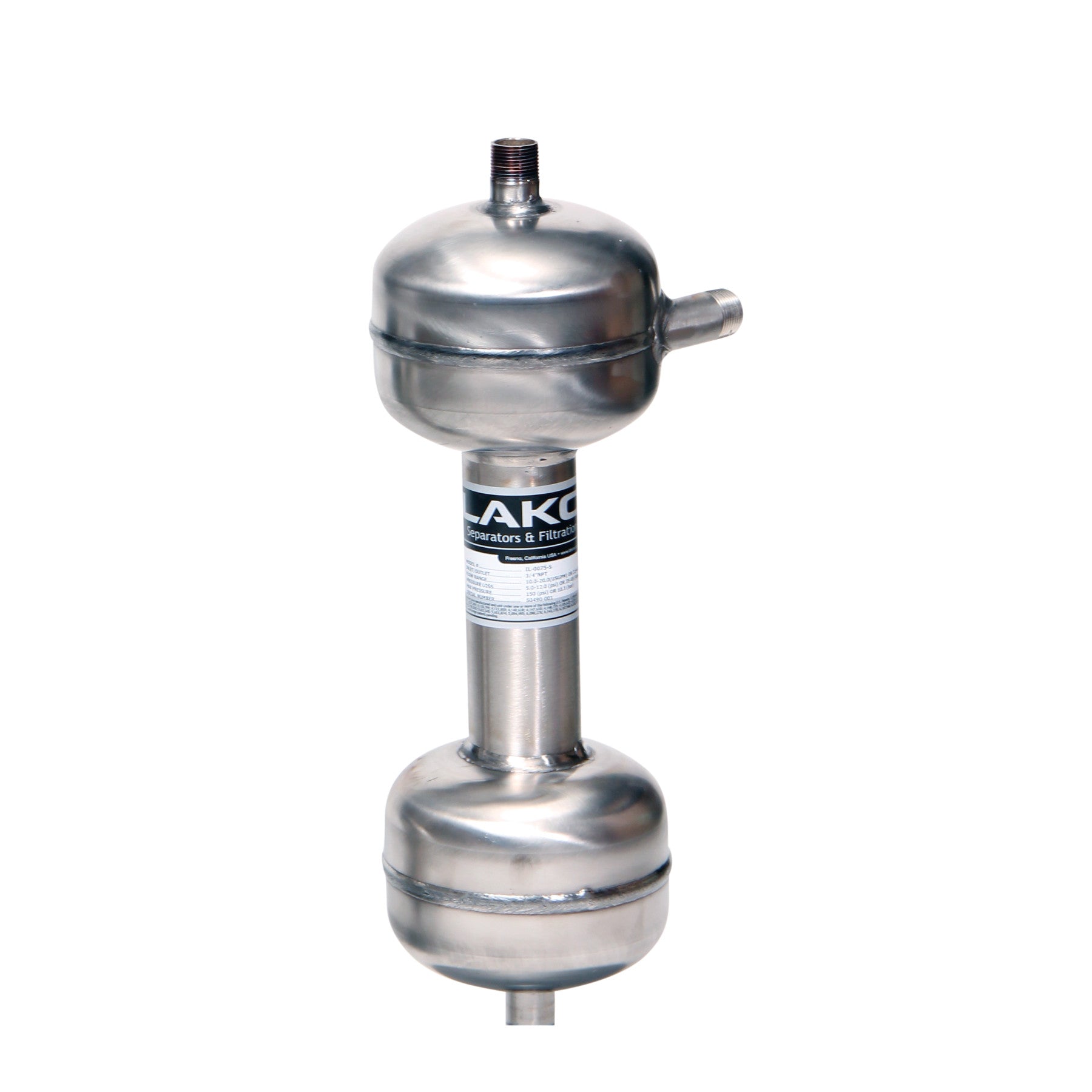 Lakos Filtration ILS-0300 Stainless Steel Centrifugal Separator, 148-290 GPM
