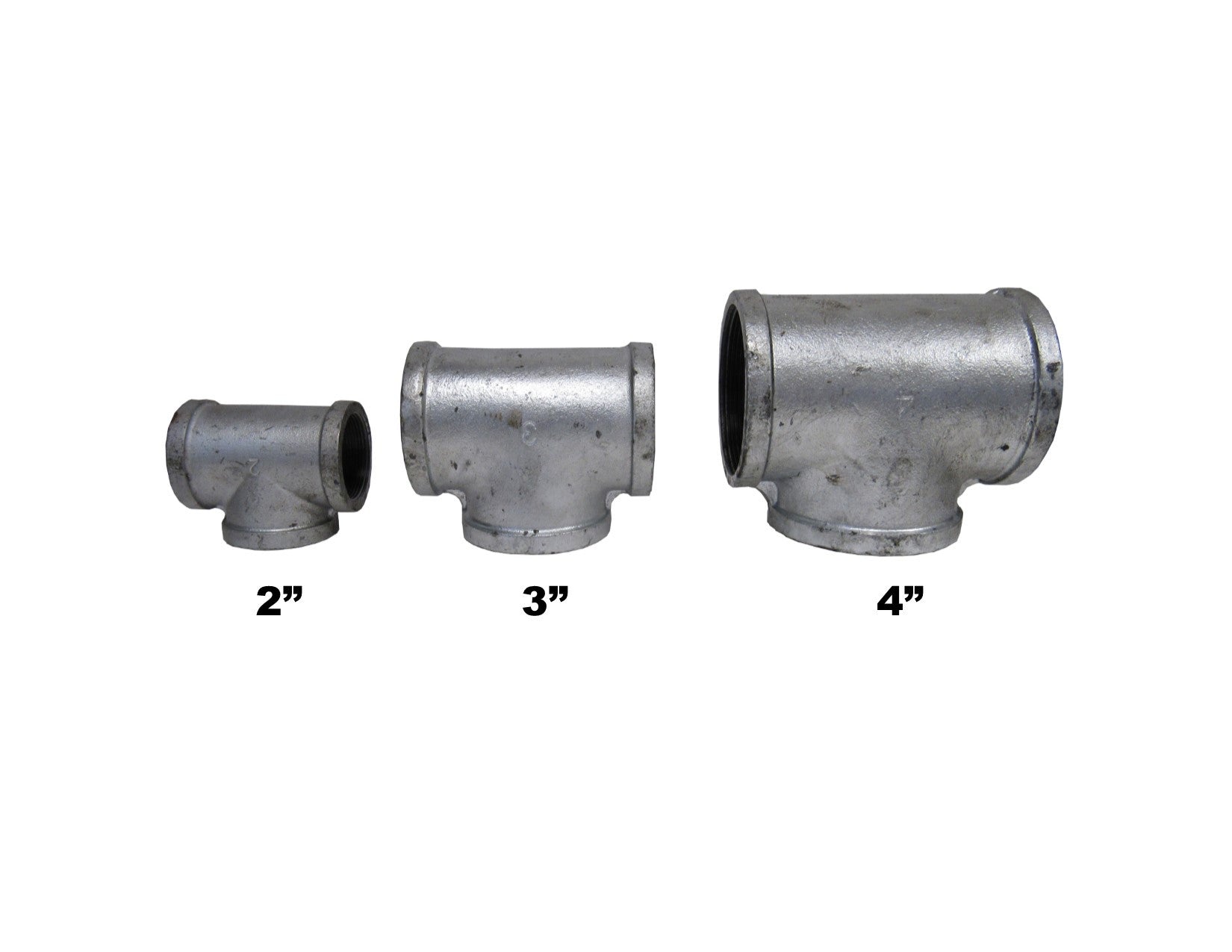 Galvanized Tee, 2-1/2 Inch NPT Thread