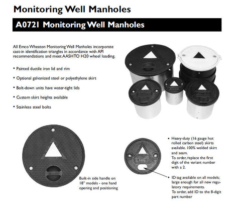 18 X 12 Inch Monitoring Well, Bolt Down Lid, Steel Skirt, A0721-018