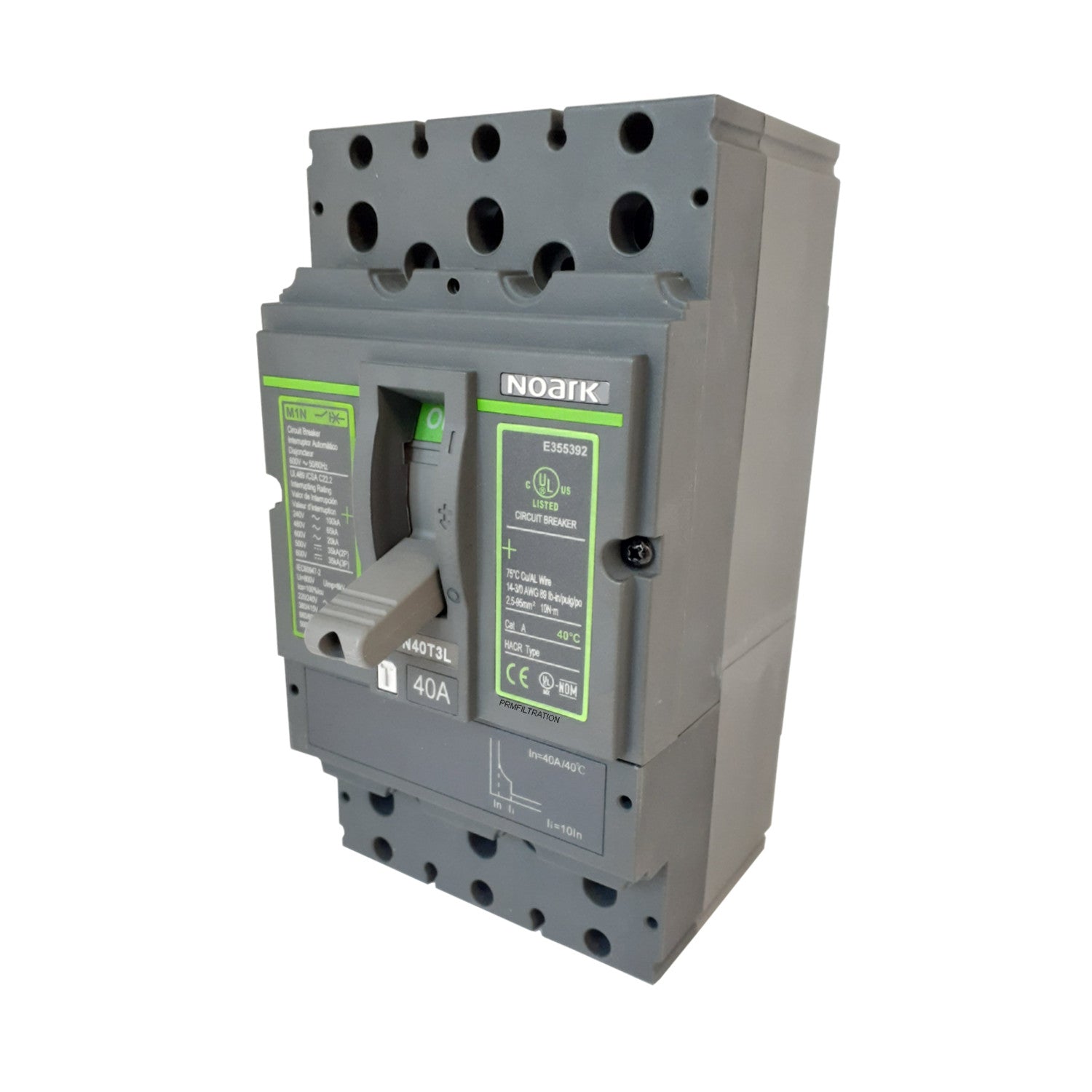 Noark M1N80T3L Molded Case Circuit Breaker - 3 Pole - 600V - 80 Amp