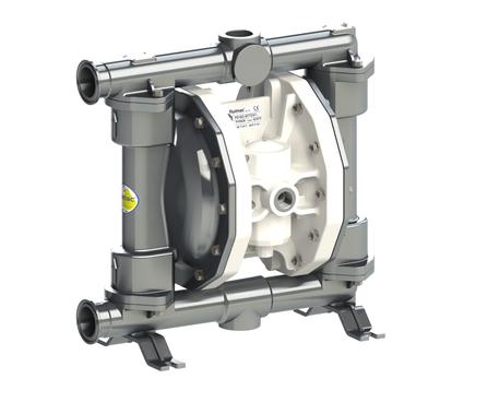 Fluimac Phoenix PF160 AODD Pump - Food Grade - 316 SS Body - 1.5" Clamp - 45 GPM - PTFE Seals