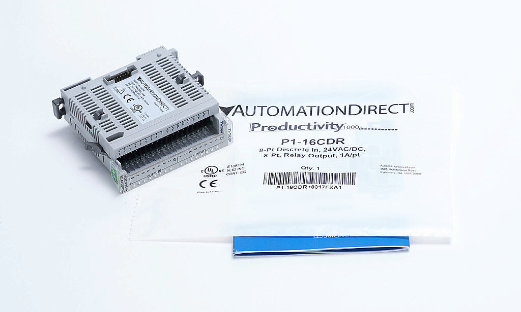 Productivity1000 Discrete Combo Module, Input: 8-point, 24 VAC/VDC, sinking/sourcing, Output: 8-point, 6-24 VDC/6-120 VAC