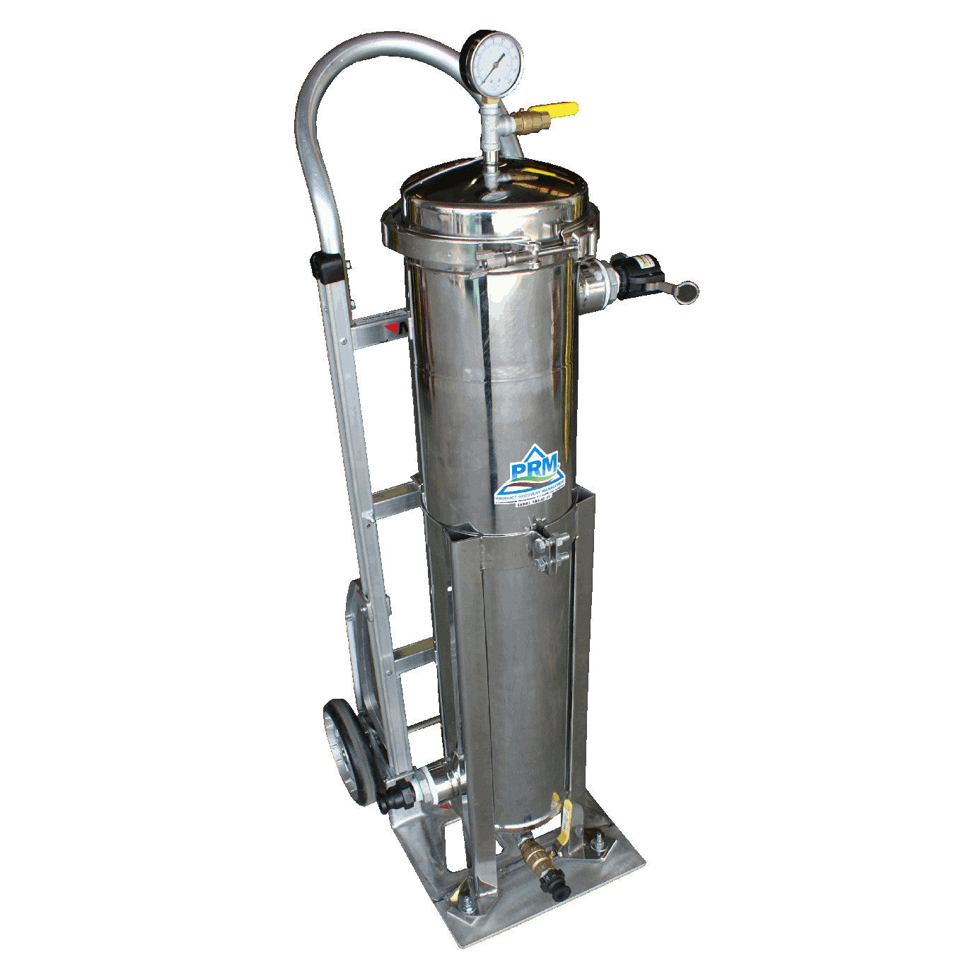 PRM Portable Stainless Steel Bag Filter Housing on Hand Truck, #2 Size