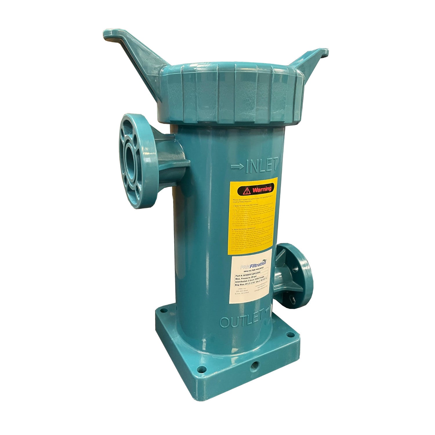 PPH #1 Size Polypropylene Filter Housing, 2 Inch Flanged In/Out