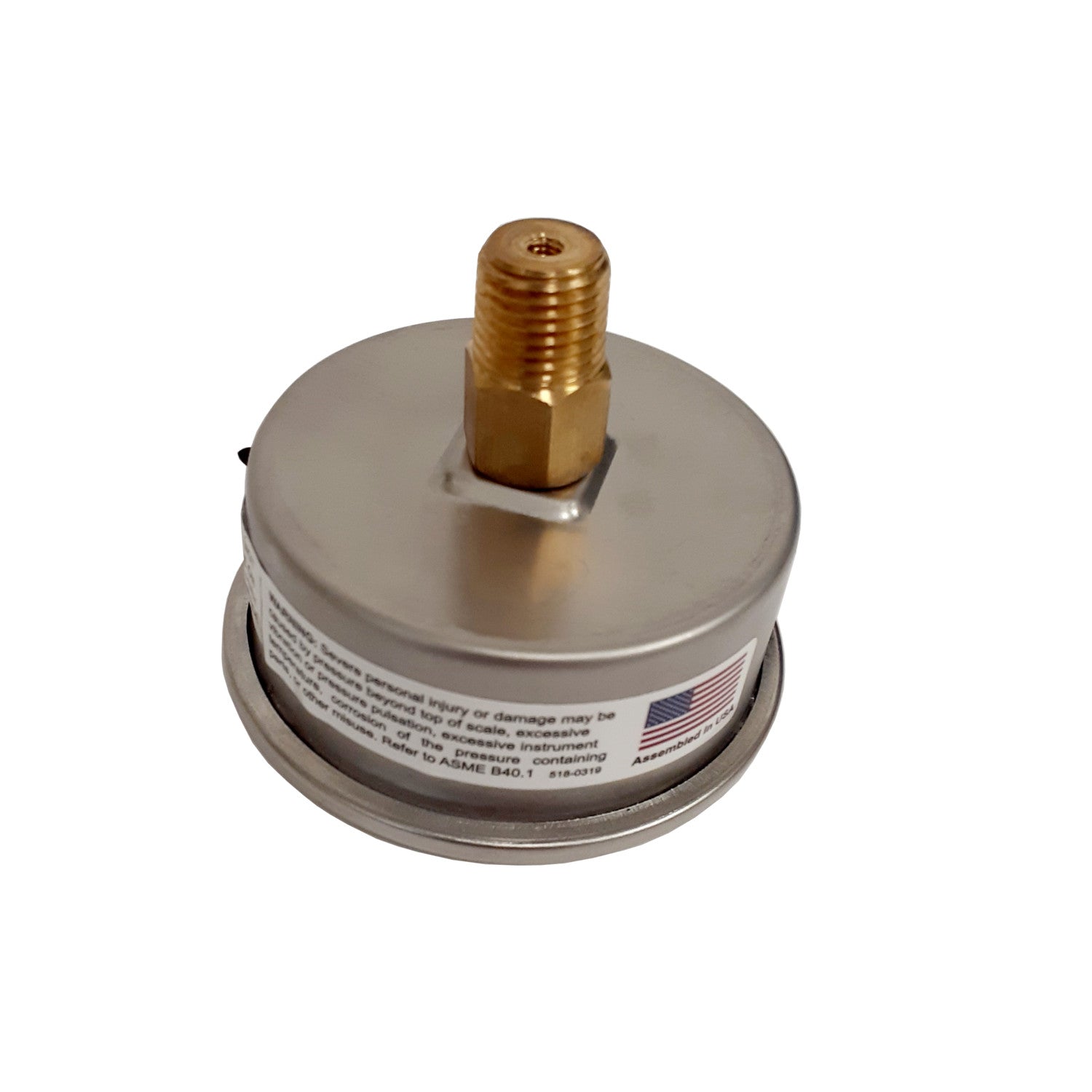 Premium 304 Stainless Steel Pressure Gauge with Brass Internals, 0-100 PSI, 2-1/2 Inch Dial, 1/4 Inch NPT Back Mount, Calibration Certificate Option