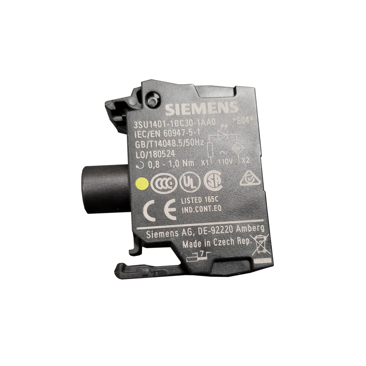 Siemens 3SU1401-1BC30-1AA0 LED Module, Plastic, IP40 Protection Rating, Yellow