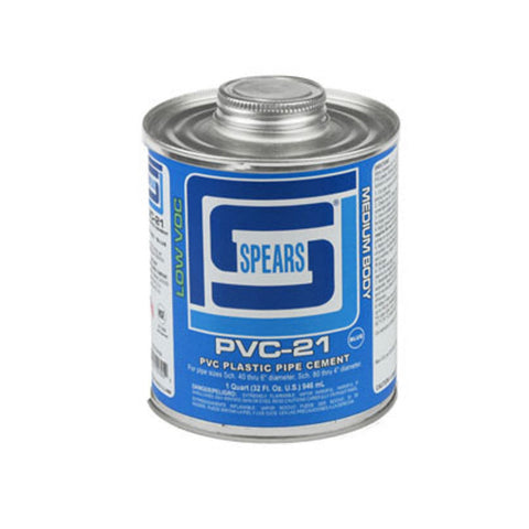 Spears PVC21B-030 Blue Medium Body PVC Cement, 1 Quart