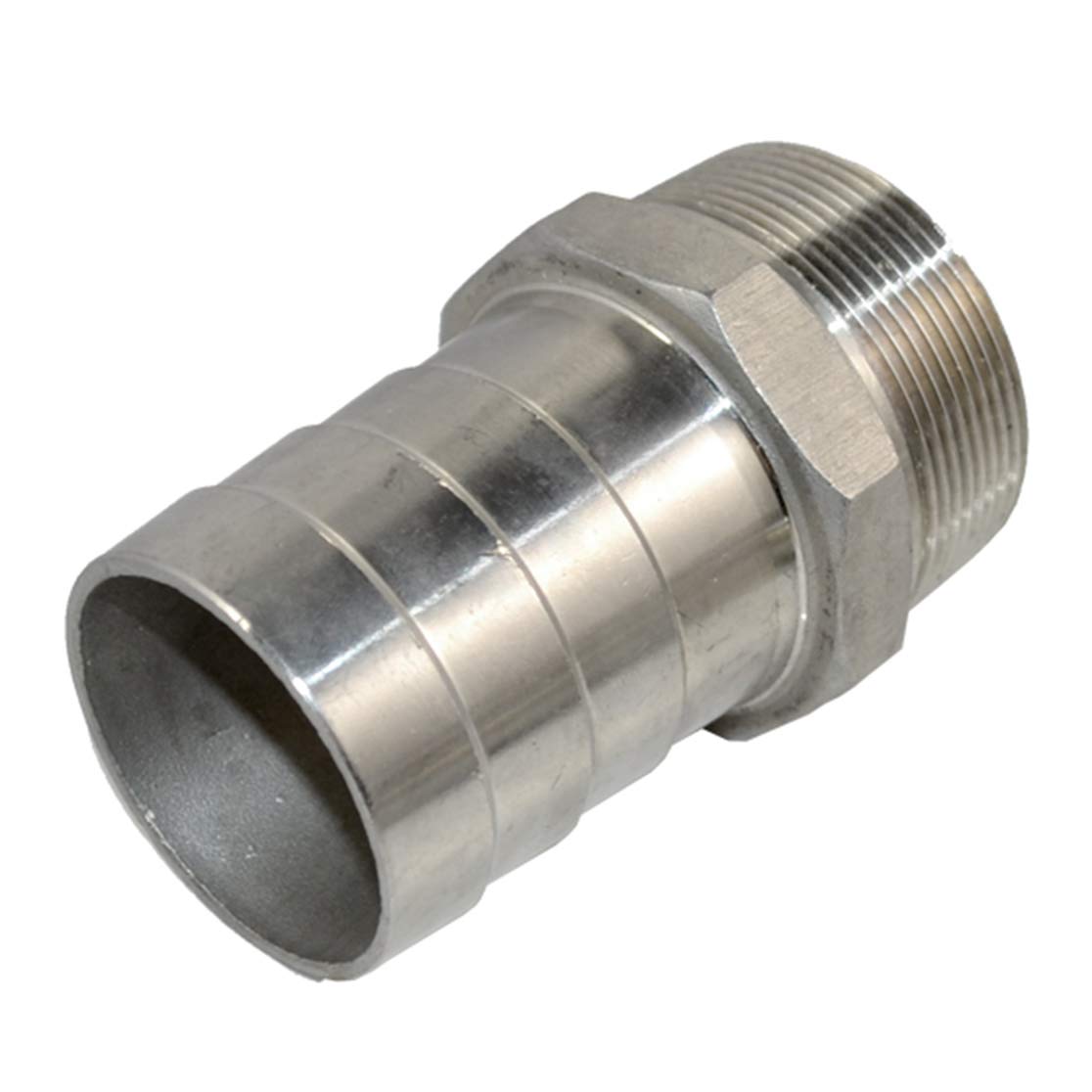 304 Stainless Steel Hex Hose Barb Adapter, 2 Inch ID Hose Barb x 2 Inch Male NPT