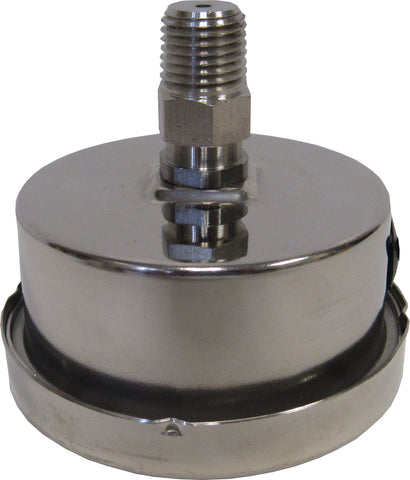 304 Stainless Steel Compound Gauge with Stainless Steel Internals, -30 inHg/0/100 PSI, 2-1/2 Inch Dial, 1/4 inch NPT Back Mount