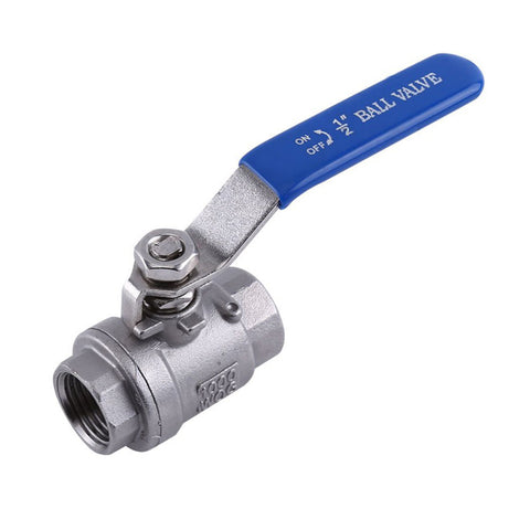 TJ Valve 1/2 Inch Full Port Ball Valve Stainless Steel 304 Heavy Duty for Water, Oil, and Gas with Blue Vinyl Handle (1/2" NPT)