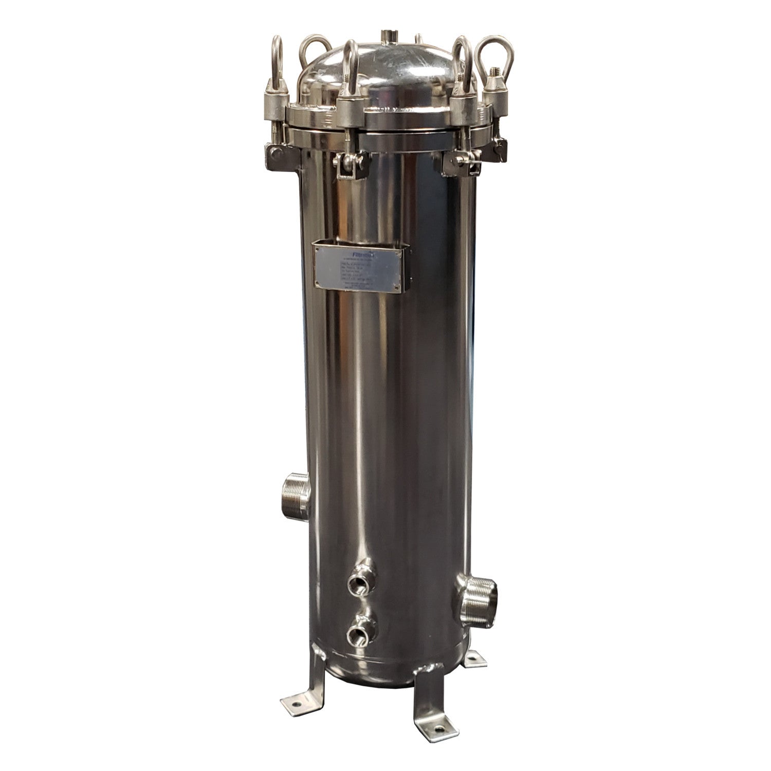 PRM Stainless Steel 5 Cartridge Filter Housing, Uses 20" Cartridges, 2 Inch NPT In/Out