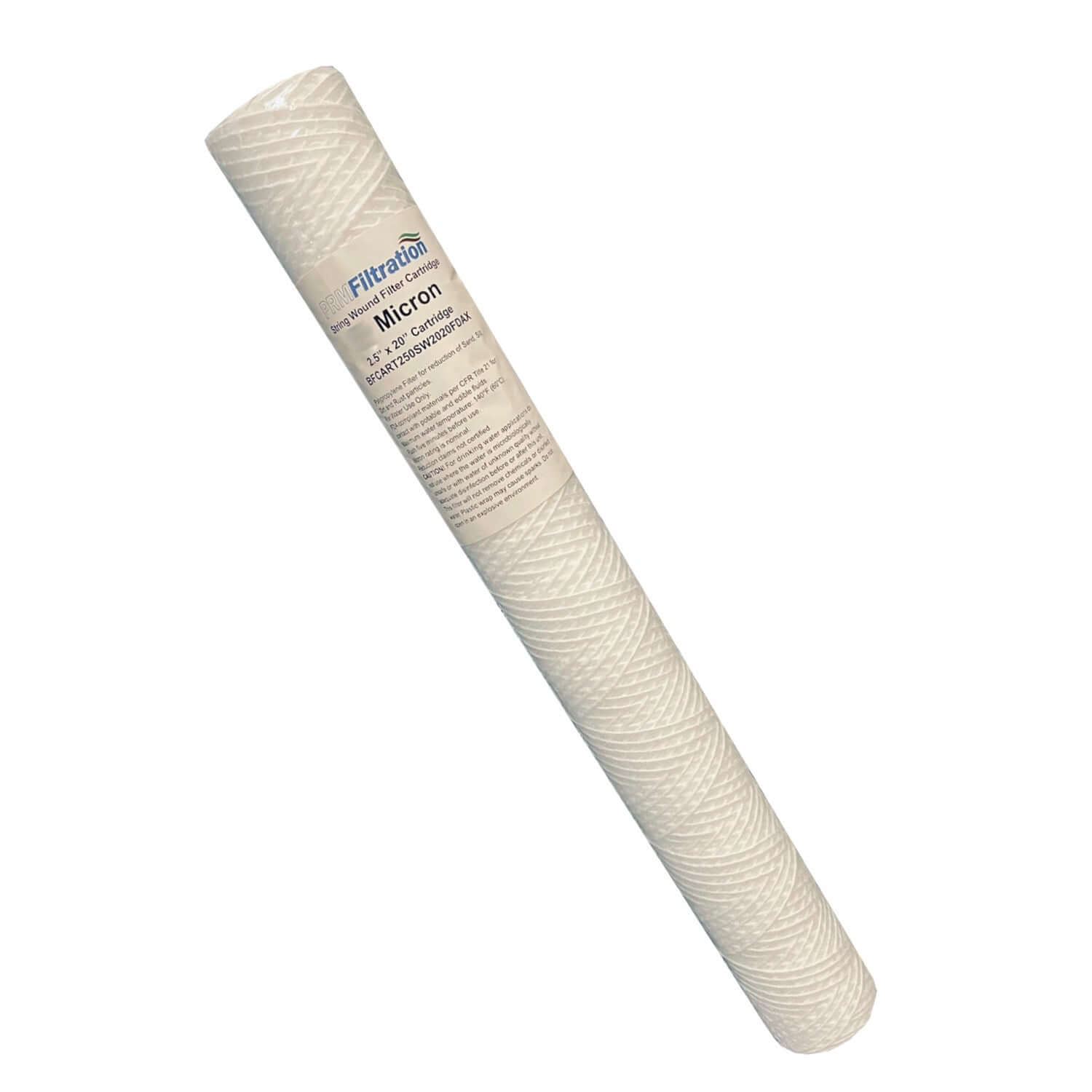 PRMFiltration SW201 20 Inch x 2.5 Inch 1 Micron String Wound Polypropylene Sediment Filter Cartridges