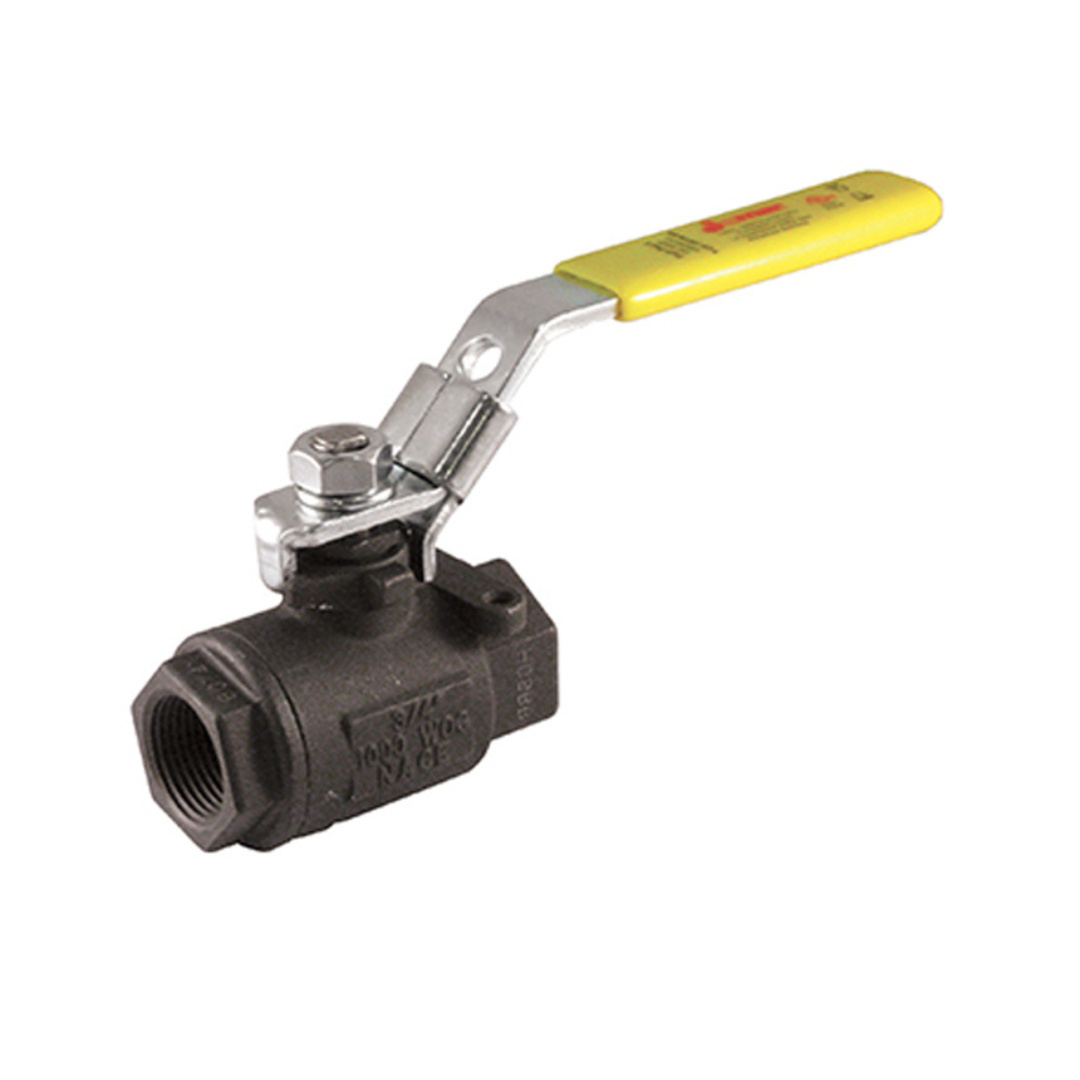 Jomar 100-974 3/4 Inch Carbon Steel Ball Valve 2 Piece, Full Port, Threaded Connection, 1000 WOG, Stainless Steel Ball and Stem - Carton of 10